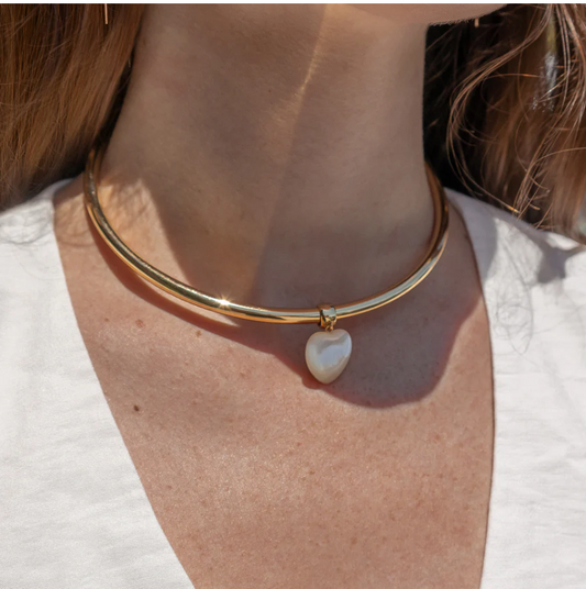 THATCH: Gemma Mother Of Pearl Heart Choker Necklace