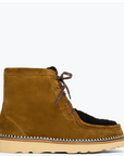 FRĒDA SALVADOR: WINNIE MOCCASIN BOOT BOG SUEDE WITH BLACK SHEARLING