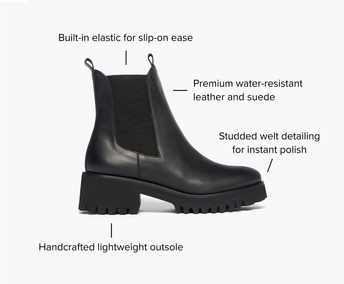 FRĒDA SALVADOR: Classic: Black Calf Water Resistant