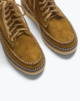 Suede lace up boot with lug sole