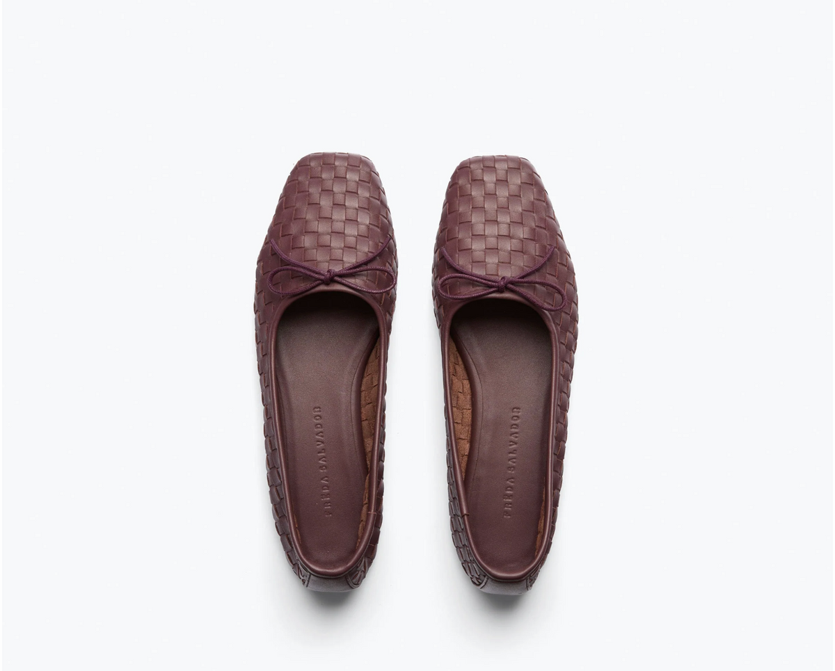 Top view of Freda Salvador Jada Square Toe Ballet Flat in Cranberry Calf 