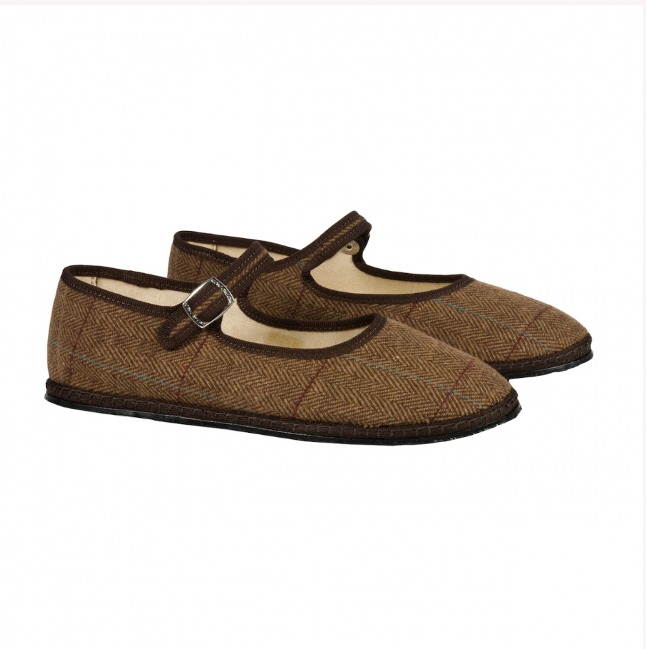 ViBI Venezia Brown Herringbone Mary Janes