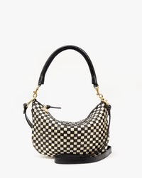 black and cream check cross body bag