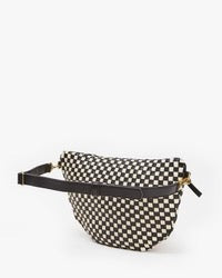 black and white checker fanny bag