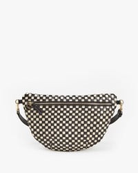 clare v grande fanny black and cream woven checker