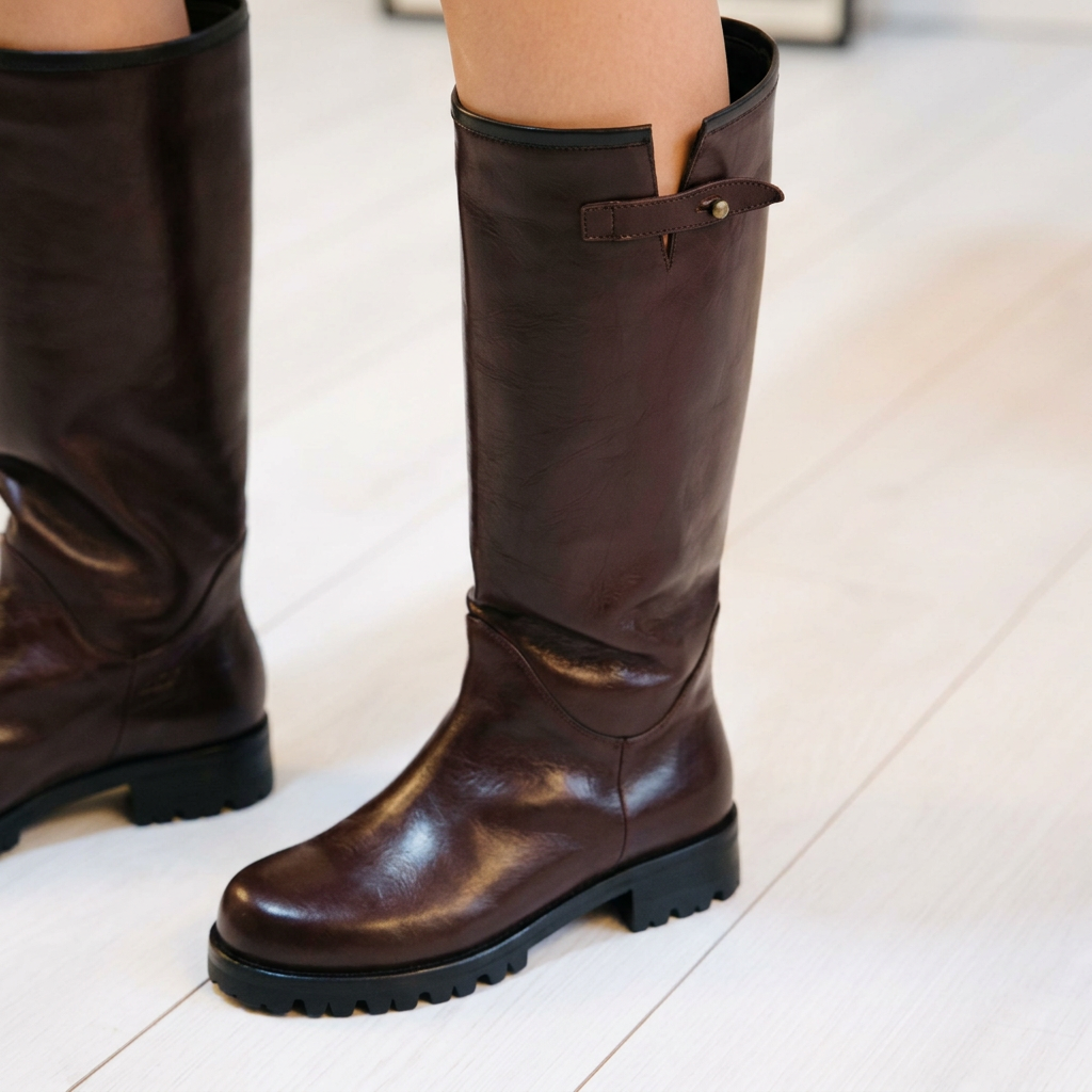 Fox boots on model Burro Brown