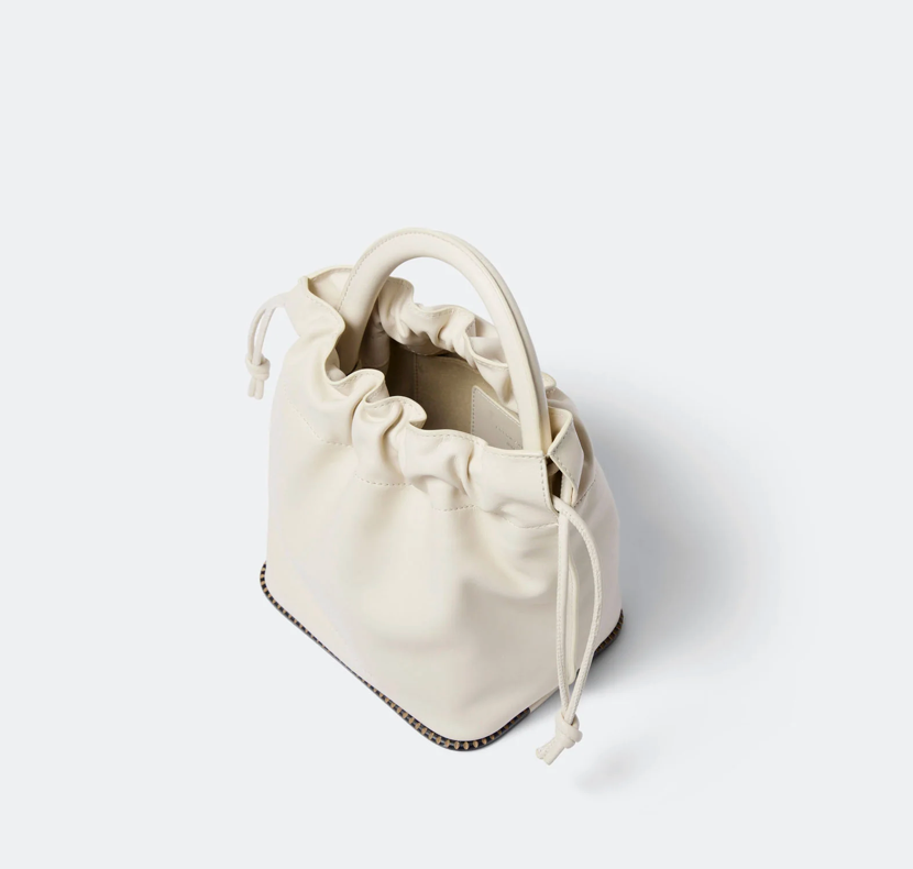 freda salvador cream cross body bucket bag