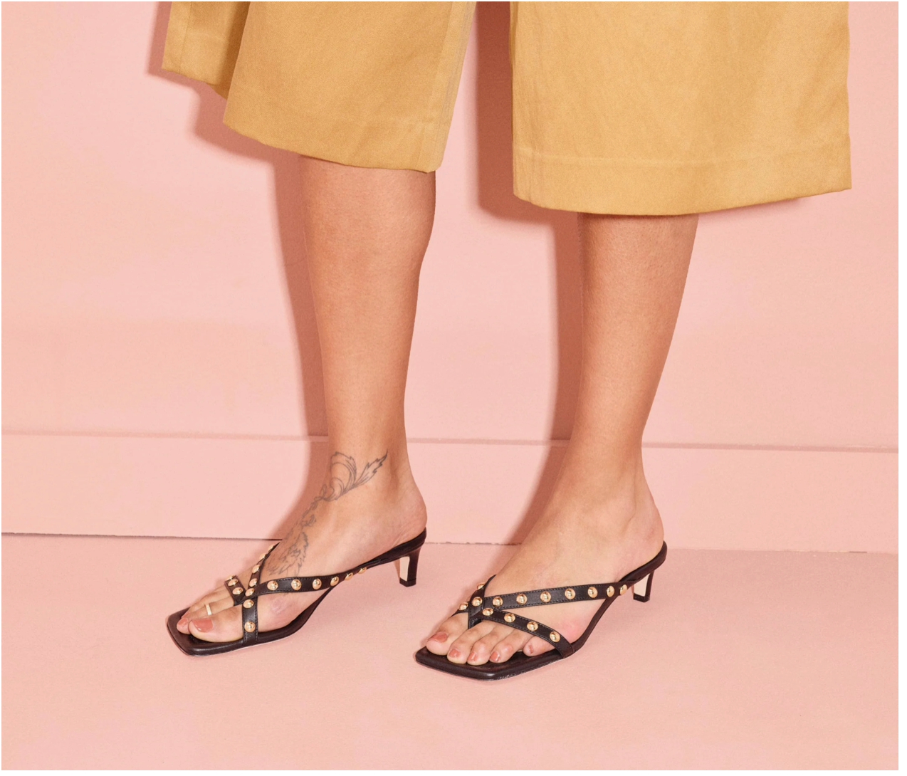 freda salvador elaine heel black with gold studs