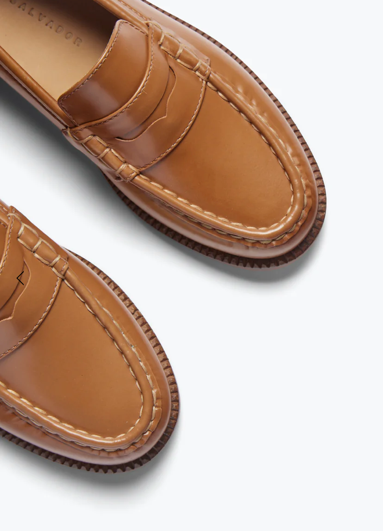 freda salvador tan penny loafer